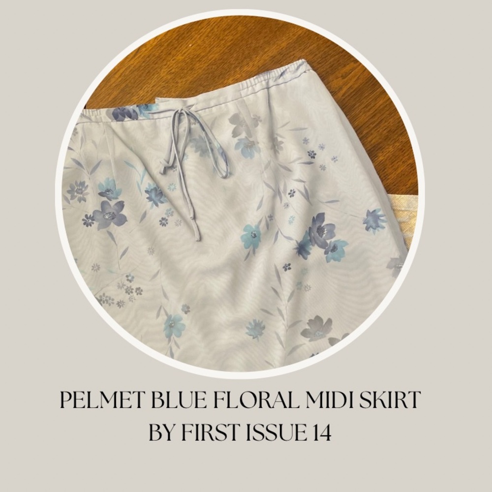 PELMET BLUE FLORAL MIDI skirt 
BY FIRST ISSUE 14